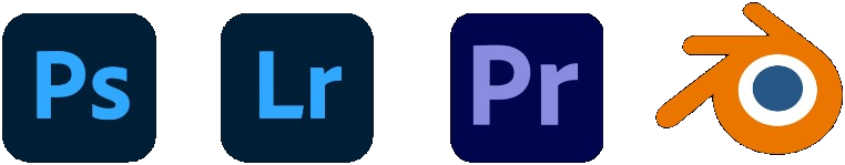 Adobe Photoshop, Lightroom, Premiere Pro, and Blender